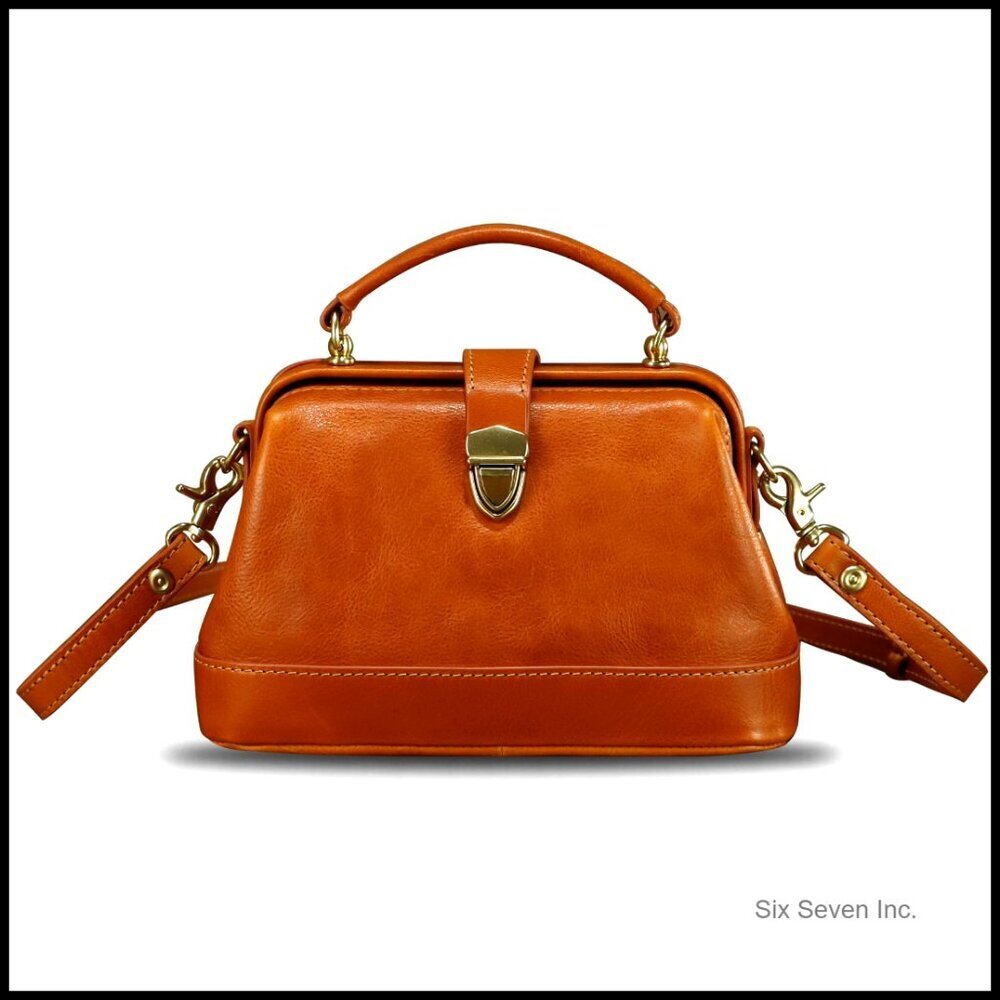 Genuine Leather Crossbody Bag Vintage Doctor Style Satchel Phone Purse